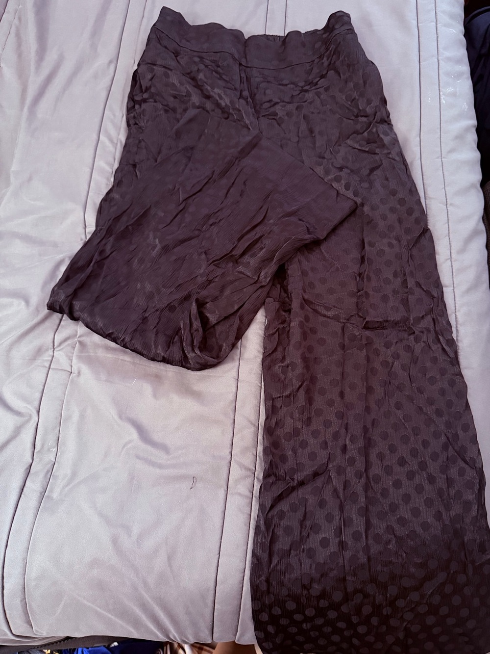 Black Wide Leg Polka Dot Pants